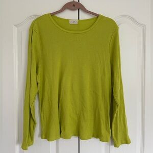 T.La Green Ribbed Long Sleeve Tee 1XL